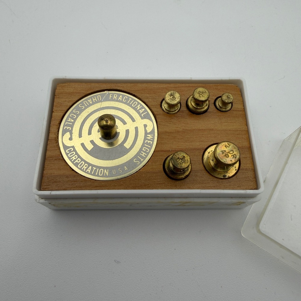 Vintage Ohaus Fractional Weight Set Brass Weights In Case USA
